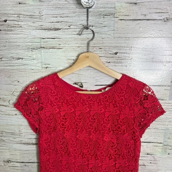 Club Monaco Red Sheath Midi Dress lace size 00 - Picture 3 of 7